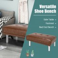 Ottoman Footrest Stool PU Leather Seat with Metal Legs