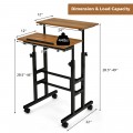 Height Adjustable Mobile Standing Desk with Rolling Wheels for Office and Home - Gallery View 15 of 24