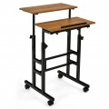 Height Adjustable Mobile Standing Desk with Rolling Wheels for Office and Home - Gallery View 19 of 24
