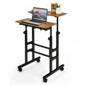 Height Adjustable Mobile Standing Desk with Rolling Wheels for Office and Home - Gallery View 20 of 24