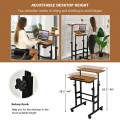 Height Adjustable Mobile Standing Desk with Rolling Wheels for Office and Home - Gallery View 22 of 24