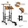 Height Adjustable Mobile Standing Desk with Rolling Wheels for Office and Home - Gallery View 24 of 24