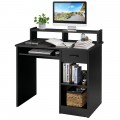Modern Computer Desk with 2-Tier Storage Shelves Drawer and Keyboard Tray - Gallery View 12 of 18