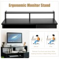 Modern Computer Desk with 2-Tier Storage Shelves Drawer and Keyboard Tray - Gallery View 14 of 18