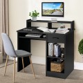 Modern Computer Desk with 2-Tier Storage Shelves Drawer and Keyboard Tray - Gallery View 15 of 18