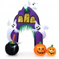 9 Feet Tall Halloween Inflatable Castle Archway Decor with Spider Ghosts and Built-in