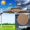 10 Feet 360° Rotation Aluminum Solar LED Patio Cantilever Umbrella without Weight Base