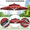 10 Feet 360° Rotation Aluminum Solar LED Patio Cantilever Umbrella without Weight Base