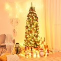 5/6/7 Feet PVC Hinged Pre-lit Artificial Fir Pencil Christmas Tree with 150 Lights - Gallery View 24 of 34