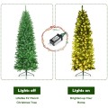 5/6/7 Feet PVC Hinged Pre-lit Artificial Fir Pencil Christmas Tree with 150 Lights - Gallery View 28 of 34