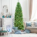 5/6/7 Feet PVC Hinged Pre-lit Artificial Fir Pencil Christmas Tree with 150 Lights - Gallery View 29 of 34