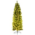 5/6/7 Feet PVC Hinged Pre-lit Artificial Fir Pencil Christmas Tree with 150 Lights - Gallery View 31 of 34