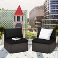 2 Pieces Patio Rattan Armless Sofa Set with 2 Cushions and 2 Pillows - Gallery View 52 of 58