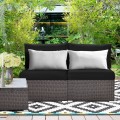 2 Pieces Patio Rattan Armless Sofa Set with 2 Cushions and 2 Pillows - Gallery View 53 of 58