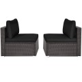 2 Pieces Patio Rattan Armless Sofa Set with 2 Cushions and 2 Pillows - Gallery View 56 of 58