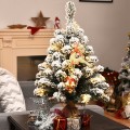 24 Inch Pre-Lit Snow Flocked Tabletop Battery Operated Christmas Tree