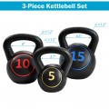 3 Pieces 5 10 15lbs Kettlebell Weight Set - Gallery View 4 of 11