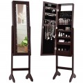 Mirrored Standing Jewelry Armoire Cabinet with LED Lights - Gallery View 25 of 32