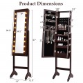 Mirrored Standing Jewelry Armoire Cabinet with LED Lights - Gallery View 26 of 32