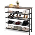 Industrial Adjustable 5-Tier Metal Shoe Rack with 4 Shelves for 16-20 Pairs - Gallery View 4 of 11