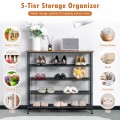 Industrial Adjustable 5-Tier Metal Shoe Rack with 4 Shelves for 16-20 Pairs - Gallery View 7 of 11