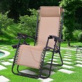 Outdoor Folding Zero Gravity Reclining Lounge Chair with Utility Tray - Gallery View 11 of 101