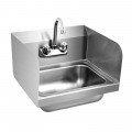 Stainless Steel Sink Wall Mount Hand Washing Sink with Faucet and Side Splash - Gallery View 1 of 11
