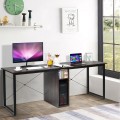 2-Person 79 Inch Computer Desk with Spacious Desktop and Cabinet - Gallery View 4 of 12