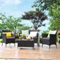 4 Pieces Comfortable Outdoor Rattan Sofa Set with Table - Gallery View 44 of 80