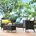4 Pieces Comfortable Outdoor Rattan Sofa Set with Table - Gallery View 51 of 80