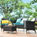 4 Pieces Comfortable Outdoor Rattan Sofa Set with Table - Gallery View 37 of 80