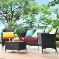 4 Pieces Comfortable Outdoor Rattan Sofa Set with Table - Gallery View 8 of 80