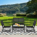 4 Pieces Patio Furniture Set Sofa Coffee Table Steel Frame Garden - Gallery View 6 of 13