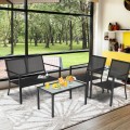 4 Pieces Patio Furniture Set Sofa Coffee Table Steel Frame Garden - Gallery View 7 of 13