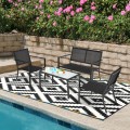 4 Pieces Patio Furniture Set Sofa Coffee Table Steel Frame Garden - Gallery View 1 of 13