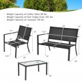 4 Pieces Patio Furniture Set Sofa Coffee Table Steel Frame Garden - Gallery View 4 of 13