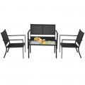 4 Pieces Patio Furniture Set Sofa Coffee Table Steel Frame Garden - Gallery View 8 of 13
