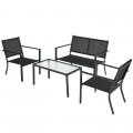 4 Pieces Patio Furniture Set Sofa Coffee Table Steel Frame Garden - Gallery View 9 of 13