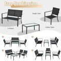 4 Pieces Patio Furniture Set Sofa Coffee Table Steel Frame Garden - Gallery View 5 of 13