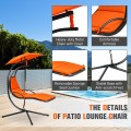 Patio Hanging Hammock Chaise Lounge Chair with Canopy Cushion