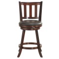 Set of 2 Wood Swivel Counter Height Dining Pub Bar Stools with PVC Cushioned Seat - Gallery View 10 of 20