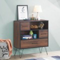 3-Tier Wood Storage Cabinet with Drawers and 4 Metal Legs - Gallery View 1 of 13