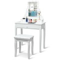 10 LED Lighted Rotating Mirror and 3 Drawers Vanity Table Set with Cushioned Stool - Gallery View 29 of 36