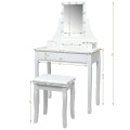 10 LED Lighted Rotating Mirror and 3 Drawers Vanity Table Set with Cushioned Stool - Gallery View 33 of 36