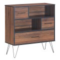 3-Tier Wood Storage Cabinet with Drawers and 4 Metal Legs - Gallery View 8 of 13