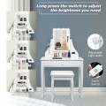 10 LED Lighted Rotating Mirror and 3 Drawers Vanity Table Set with Cushioned Stool - Gallery View 36 of 36