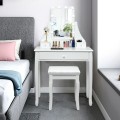 10 LED Lighted Rotating Mirror and 3 Drawers Vanity Table Set with Cushioned Stool - Gallery View 26 of 36