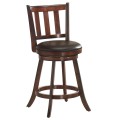 Set of 2 Wood Swivel Counter Height Dining Pub Bar Stools with PVC Cushioned Seat - Gallery View 9 of 20