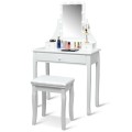 10 LED Lighted Rotating Mirror and 3 Drawers Vanity Table Set with Cushioned Stool - Gallery View 30 of 36