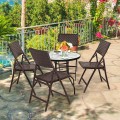 Set of 2 Folding Patio Rattan Portable Dining Chairs - Gallery View 7 of 16
